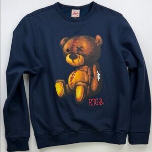 Rtgb  Navy Blue Graphic Bear Sweater